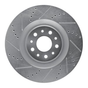 Fiat 500L Brake Rotor (1) - Front Left - R1 Concepts - Drilled & Slotted - Silver - `14-`19